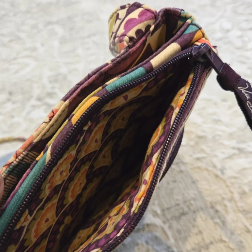 Vera Bradley Purple and Green Crossbody Bag with Adjustable Strap